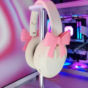 Silicone Bow Earphone Accessories, 2-Pack Cute Earphone Clips, Soft Universal Decorations, Ideal for Streamers and Gamers, Great Gift for Esports Enthusiasts