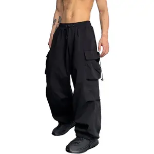 Men Baggy Cargo Pants Trendy Casual Parachute Pants Loose Fit Harem Pants with Pockets Y2K