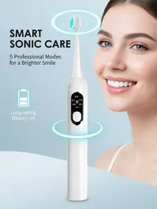 Electric Toothbrush for Adults, Sonic Deep Cleaning Removes Plaque & Stains, Improves Gum Health & Fresh Breath, 5 Modes with Smart Timer, Soft Bristles, Waterproof Rechargeable Toothbrush for Daily Oral Care