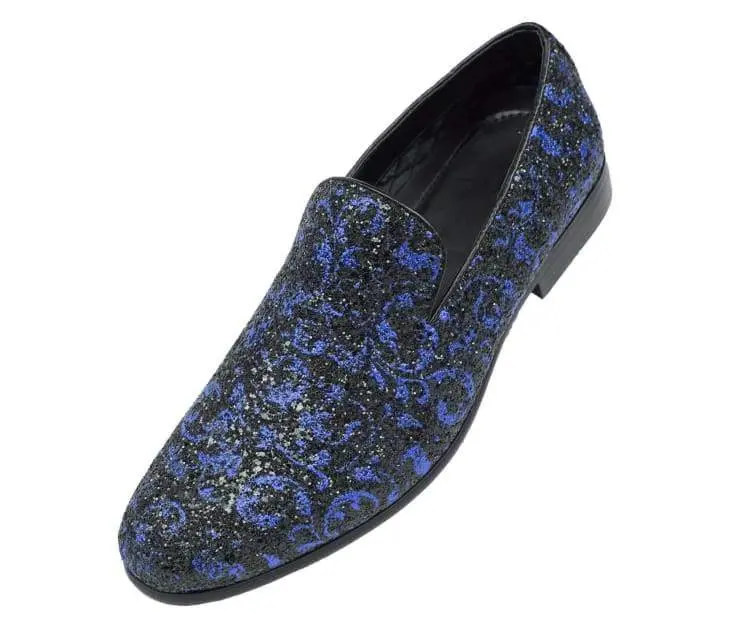 Amali Erin Mens Paisley Glitter Encrusted Tuxedo Slippers