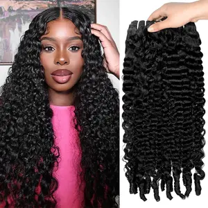Burmese Curly Human Hair Bundles 100% Human Hair Curly Bundles 1 3 4 Bundles 30Inches Tight Curls Quick Wave Hair Extension Sew In
