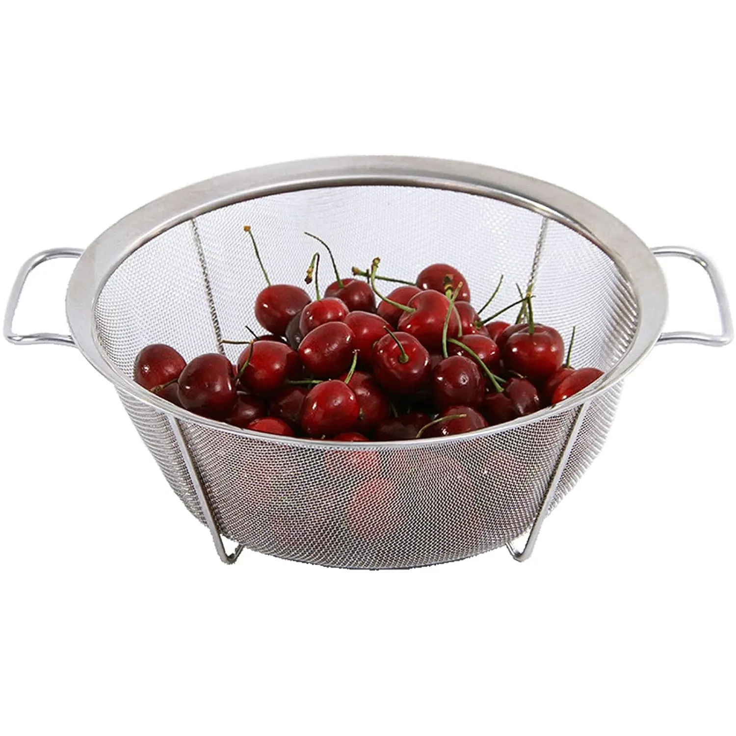 Stainless Steel Mesh Colander Strainer Basket, 3.5 Quart Fine Mesh Net Colander With Heavy Duty Handles & Wide Rim & Resting Feet For Strain, Drain, Rinse, Fry, Steam Or Cook Vegetables & Pasta