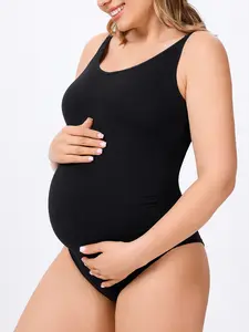 Women's Maternity One-Piece Dress, Adjustable Shoulder Straps, Ruched Belly Support, Convenient Snap Closure, Perfect for Pregnancy Photos & Daily Wear, Pregnancy Clothes, Prenatal Maternity Clothing