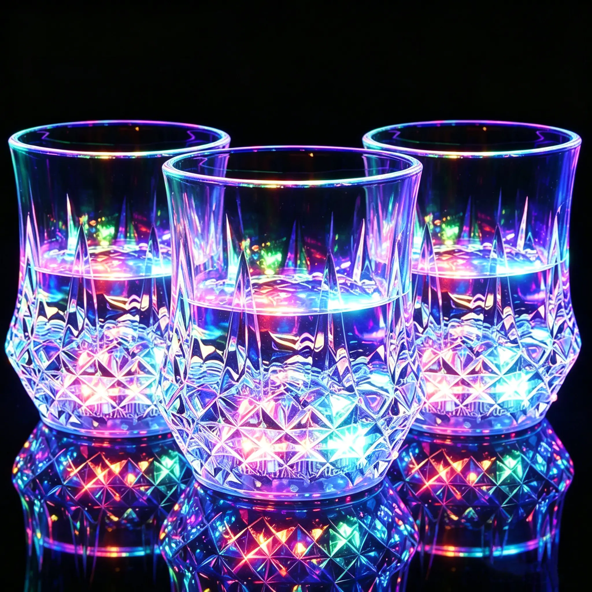 Multicolor LED Glowing Wine Glasses Night Party Supplies Durable Long-Lasting for Home Games Parties Birthdays Christmas Discos Valentine's Day Weddings New Year Family Gatherings Bar Use Valentine Gift for Boyfriend Shimmering Plastic