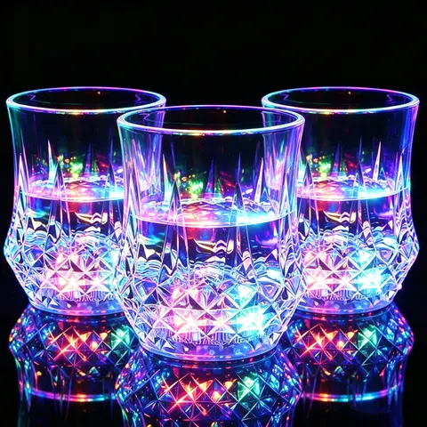 Colorful LED Glowing Acrylic Wine Cups for Pet-Friendly Adult Use Only, Sturdy Durable Aesthetic-Dreamy Atmosphere Party Supplies, Unique Gift Idea for Home Gatherings, Bar Feeding Accessories, Led Lights
