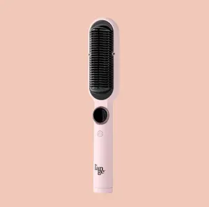 L'ANGE HAIR  - Smooth It 2-in-1 Straightener Brush - Digital 450°F Temperature Dial, Blush Design, Ergonomic Handle, Plug-In Hair Tool, Frizz Control, Quick Styling for All Types, Auto Shut-Off, Hair Tools, Digital Temp