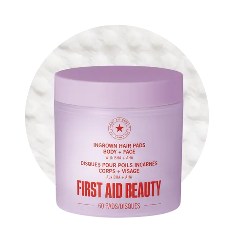 First Aid Beauty Ingrown Hair Pads with BHA + AHA, Glycolic Acid + Salicylic Acid Exfoliating Pads