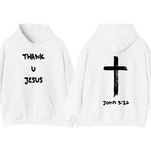 Daydrian Harding Thank U Jesus Hoodie, Unisex Sand Graphic Sweatshirt, Christian Faith Apparel, Inspirational Religious Pullover, Cozy Streetwear Gift for Men and Women