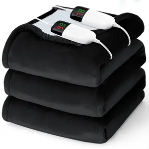 Heated Electric Blanket Queen Size - 84" x 90" Heating Blanket with Dual Control, 10 Heating Levels & 8 Hours Auto Off, Soft Warm Flannel Blanket, Christma