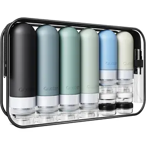 20 Pack Travel Bottles for Toiletries, Original Patented, TSA Approved Travel Size Containers, Leak Proof Silicone Shampoo and Conditioner Bottles Women & Men, Airplane Cruise Essentials, Black