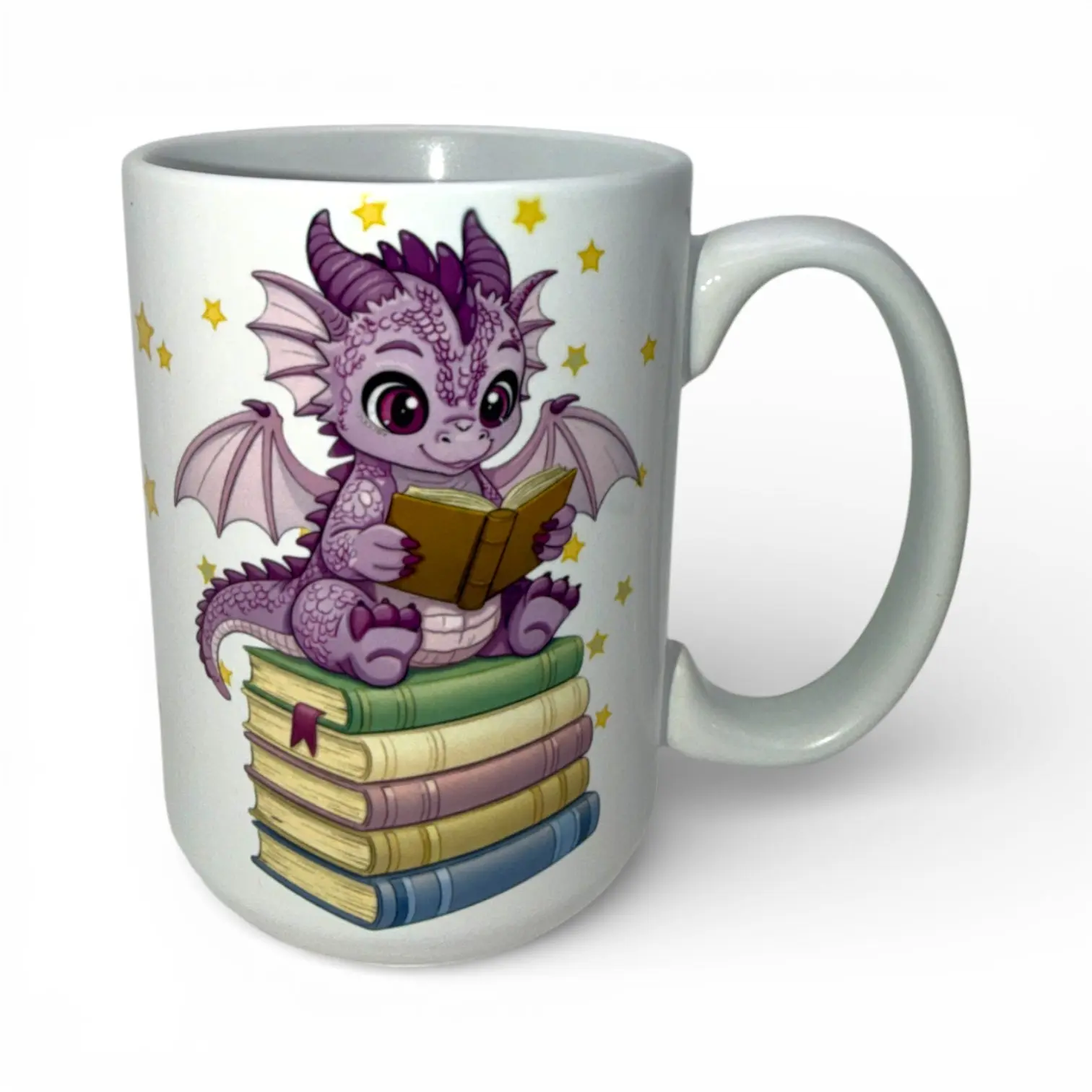 15 oz Bookish Dragon Ceramic Mug - Original Designs by Author-Artist Wendy Owens, Bookish Slogan Style, Ceramic Patterned Option, Bookish Slogan Mugs, Ceramic Patterned Mugs