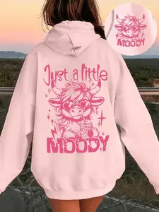 Women'sCuteCowPrintHoodie,?Trendy?CasualLongSleeveHoodedSweatshirtforFall&Winter,FashionLadies'TopforDailyWear