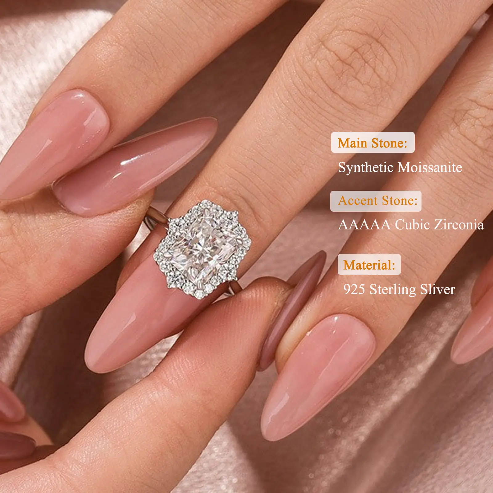 MAXINEJEWELRY 3.0ct Halo Synthetic Moissanite Radiant Cut Fashion Engagement Ring Band, Women's Jewelry Ring for Proposal, Wedding, Fashion Engagement Rings, Moissanite Ring Band