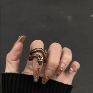 Women's 2026 New Gothic Dark Snake Ring - Golden Punk Sleek Design, Adjustable Open Band, Trendy Unique Fashion Jewelry for Daily Wear (Sports & Outdoor Accessories Complement)