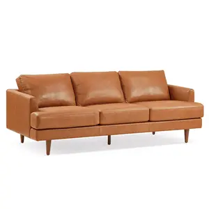 Valencia Grosseto Top Grain Leather Three Seats Sofa, Cognac