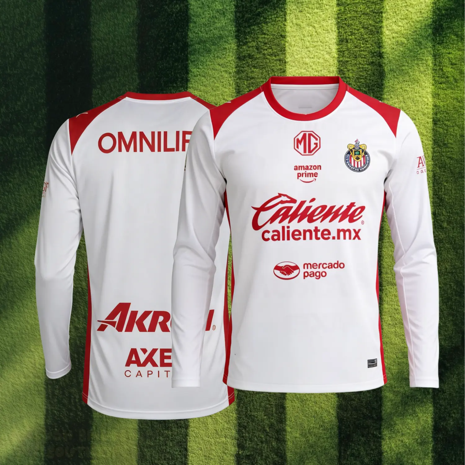 Guadalajara Away white Long sleeves Top Football Soccer Jerseys