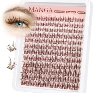 Natural Transparent Eyelash Clusters, Anime Lashes, Individual Eyelashes, Pointed Individual Extensions, C Curl Single Lash, DIY Home Application, 144 Pcs