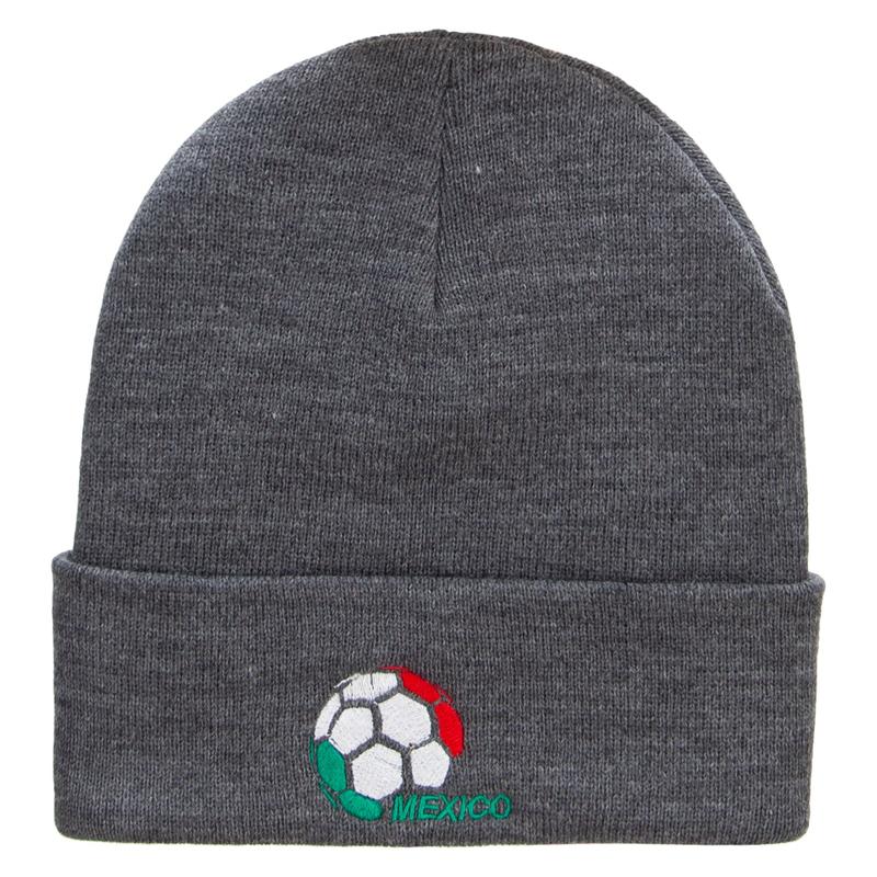 Mexico Soccer Ball 12 Inch Solid Knit Cuff Long Beanie