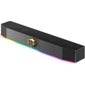 Computer Speakers,  Computer SoundBar, Dynamic RGB PC Speakers with 10W Stereo Sound, 3.5mm Aux-in Connection, USB  Computer Speakers for PC, Desktop , Laptop, Tablets