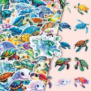 100 pcs two sets of repeating sea turtle cartoon Marine life creative cute stickers phone case water cup pencil case decorative stickers