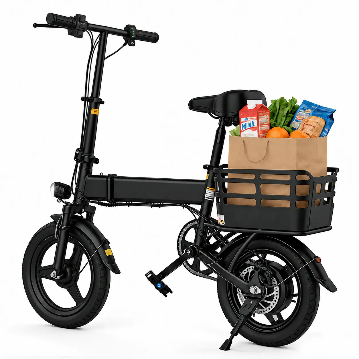 Adult Folding Electric Bicycle - 500W Motor, 20MPH Commuter Ebike, 14in Durable & Safe Folding Tires, 36V 12Ah Battery, Up to 30 mi Range, 3 Riding Modes, Adjustable Seat, 265 lbs Capacity, Easy Assembly, Front Light, Horn, Camping Essential