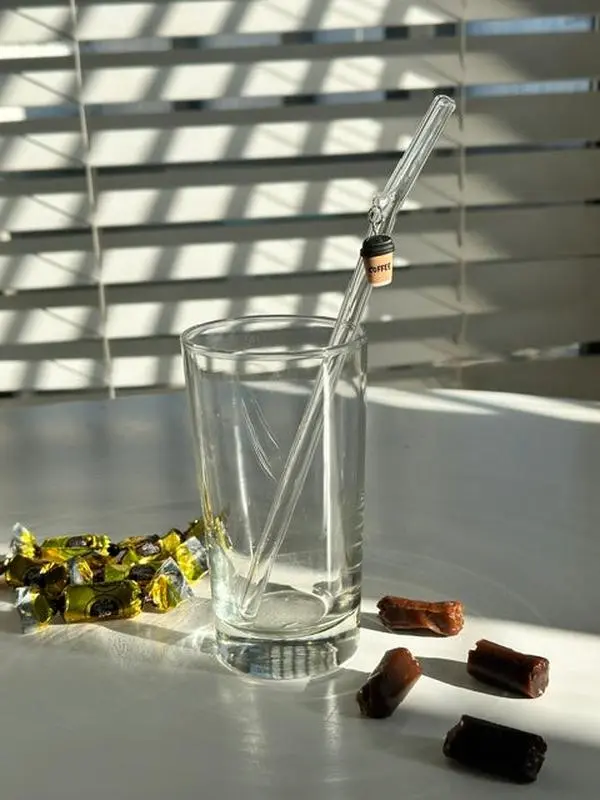 Coffee Charm Glass Straw