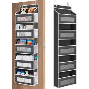 Over The Door Hanging Organizer, 5-Tier Large Capacity Storage, Heavy Duty Anti-Tilt Design, 44lbs Capacity for Dorm Essentials, Baby Room, Bathroom, Bedroom, Back to School Must Have Over-The-Door Multi-Pocket Rack Multi-Tier