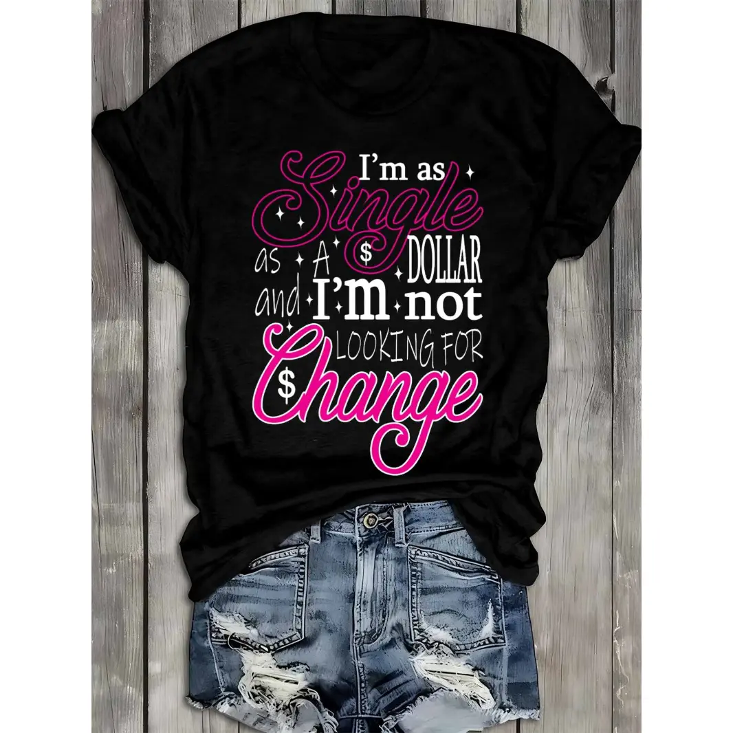 Womens Cotton Graphic Tee Funny Single Quote Shirt Cute Pink Letter Print Short Sleeve Crew Neck Casual Summer Top For Girls Friends Night Out And Everyday Wear