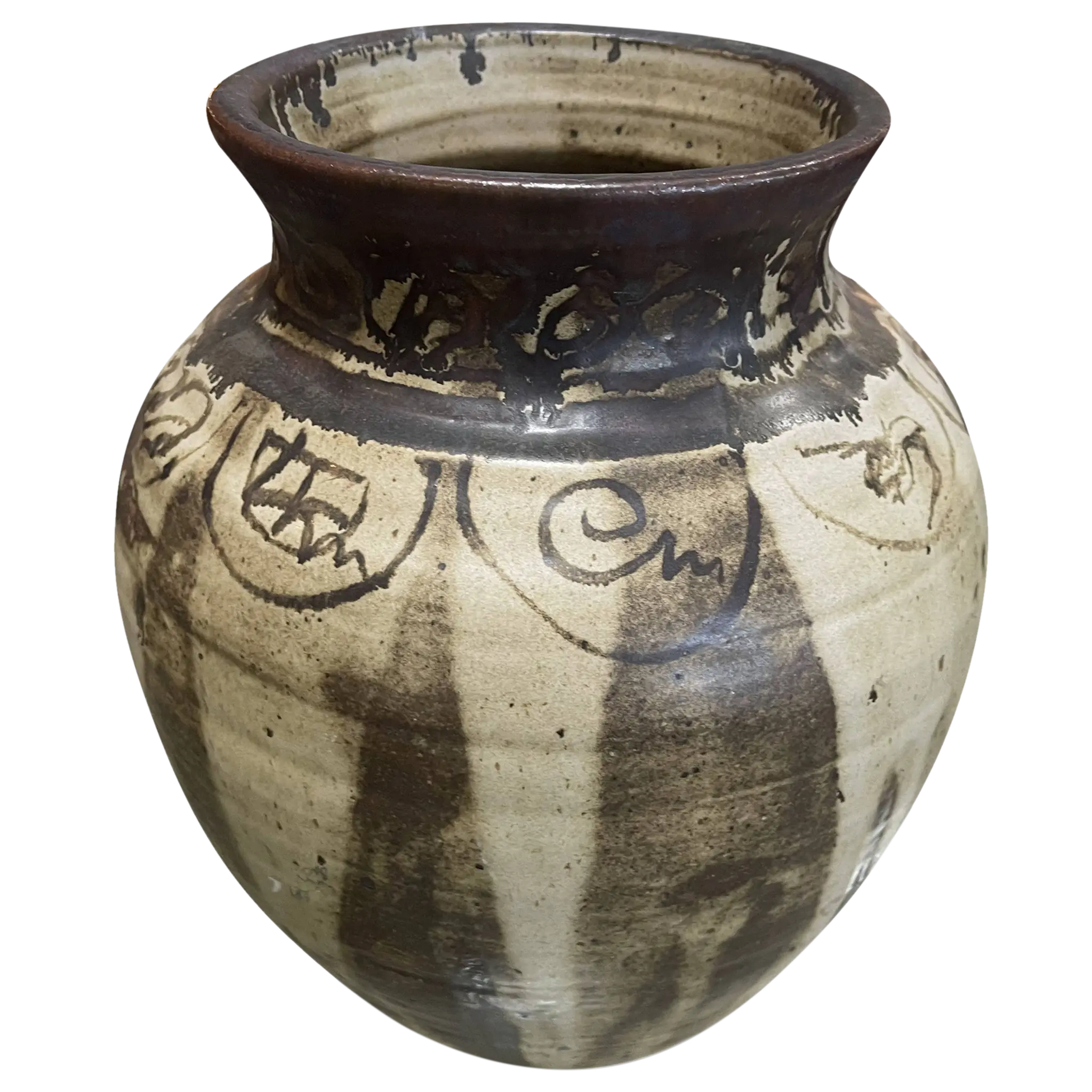 Brown Detailed Ceramic Studio Vase