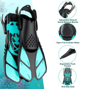 Professional Adjustable Open-Toe Dive Fins, Diving Gear, Three Colors Available, High Elasticity Tpr & PP Material, Ergonomic Design, Ideal for Adults