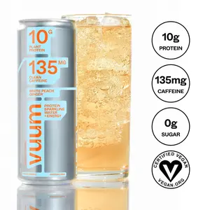 Drink Vuum White Peach Ginger Protein Sparkling Water Energy with Zero Sugar