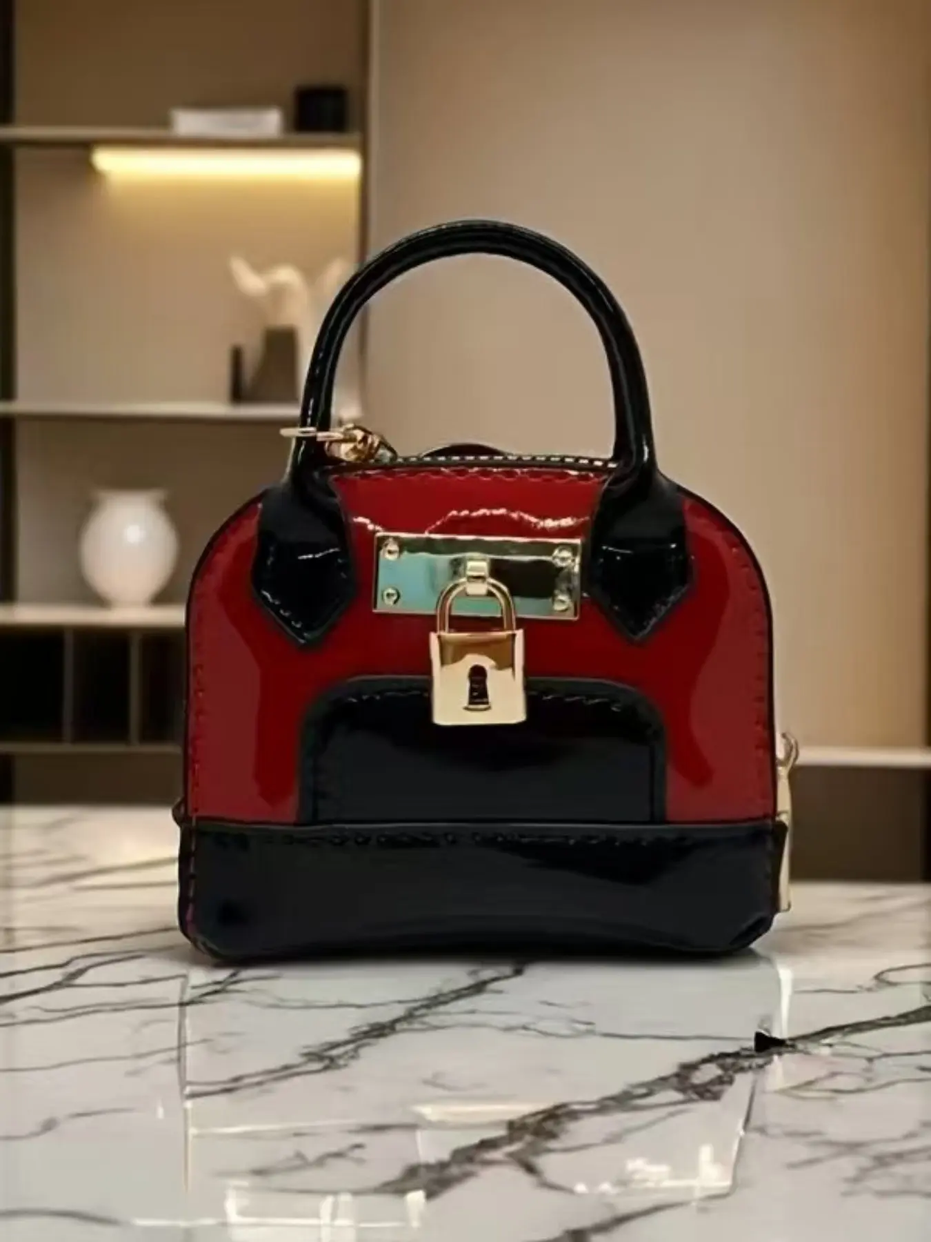 1 Piece Plaid Shell Bag, Metal Lock Zipper Handbag, Casual All-Season Wallet, Daily Versatile Small Purse, Casual Fashion Bag