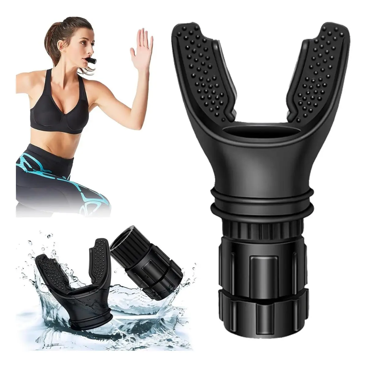Adjustable Resistance Breathing Trainer – Portable Respiratory Exercise Device with Silicone Mouthpiece