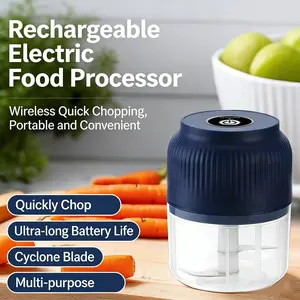 Electric Garlic Chopper, Mini Portable Veggie Chopper, 300ML Garlic Grinder Masher Onion Chopper, Cordless Food Processor for Garlic, Ginger, Chili, Fruit, Meat, Spices, Beans
