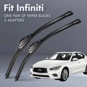 Fit Infiniti,Universal All-Season Windshield Wipers Ultra Quiet Frameless Blades, OEM Quality,Streak-Free 5 Adapters,  Easy Install Car Parts