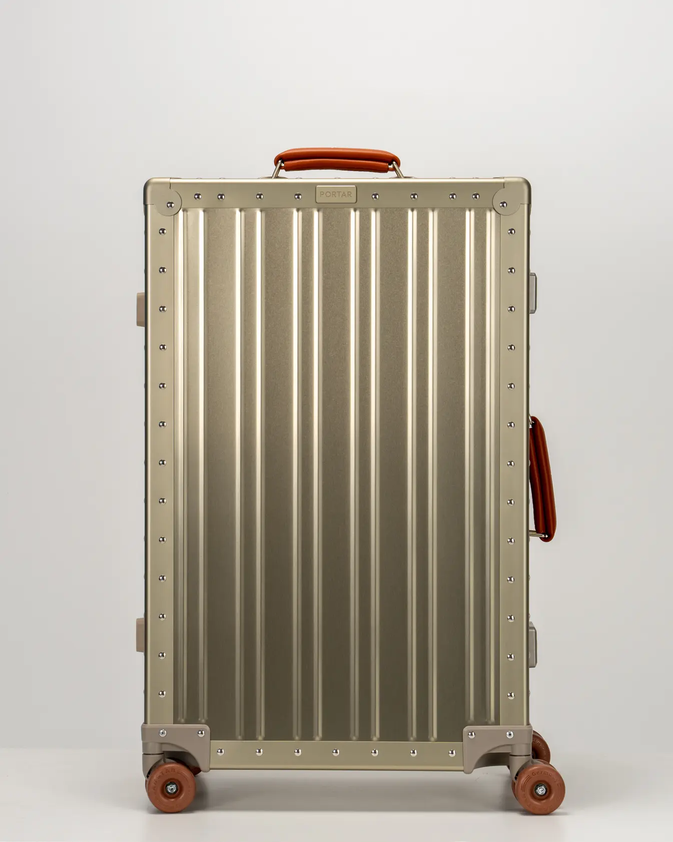 Lucent Aluminum Luggage Set, Champagne Gold