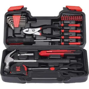 39-Piece Home Tool Kit – Compact Household Tool Set with Hammer, Screwdrivers, Hex Keys, Pliers, Tape Measure & Utility Knife for Apartment, Dorm & Garage Repairs
