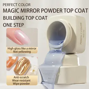 Top Coat Gel – No-Wipe Glossy Builder Top Coat for Chrome & Powder Effects – High Shine, Anti-Yellowing, Scratch-Resistant Nail Polish (20g)