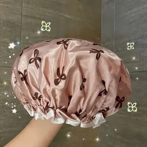 Waterproof Double-Layer Butterfly Bath Cap, Adjustable Elasticity, Suitable for Washing Face, Blowing Hair, Makeup, Shower Cap, Bathroom Decor
