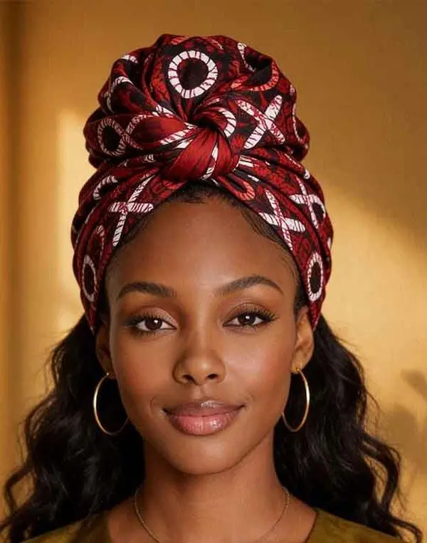 African Headwrap - Mud Cloth Design, Algodón Fabric, African Pattern, Allover Print, Beautiful Pattern Scarves, African Pattern Head Scarves, Allover Print Head Scarves