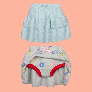 2-Pack Toddler Girls Ruffle Training Skirt Shorts – Soft Cotton Potty Trainer Underwear for Little Girls