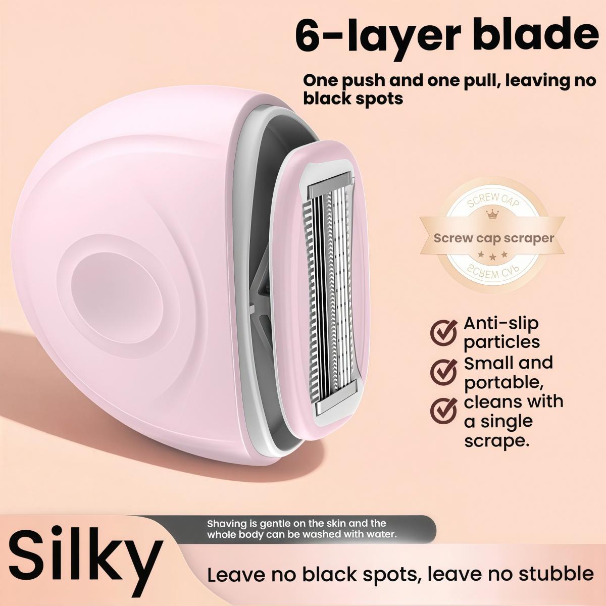Portable Mini Women's 6 Blade Razor, Pivoting & Rotating Head Shaving Razor for Smooth Close Shave, Portable Hair Removal for Face Legs Full Body Portable Mini Women's 6 Blade Razor, Pivoting & Rotating Head Shaving Razor for Smooth Close Shave, Portable Hair Removal for Face Legs Full Body