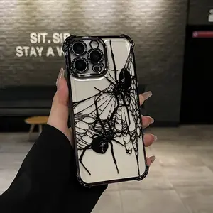 Spider Pattern Four-corner drop-proof TPU phone case for iPhone 16 15 14 Pro Max 13 12 11 XR XS Plus shockproof full camera protection durable slim silicone case mobile phone case