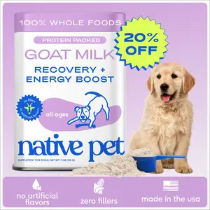 Native Pet Goat Milk for Dogs - Recovery & Energy Boost - Single Ingredient Topper - No Fillers - 100% Whole Foods