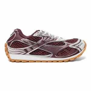 Bottega Veneta Orbit Casual Sneaker - Burgundy, Silver Multi - Men's Athletic Runner Sports Shoes