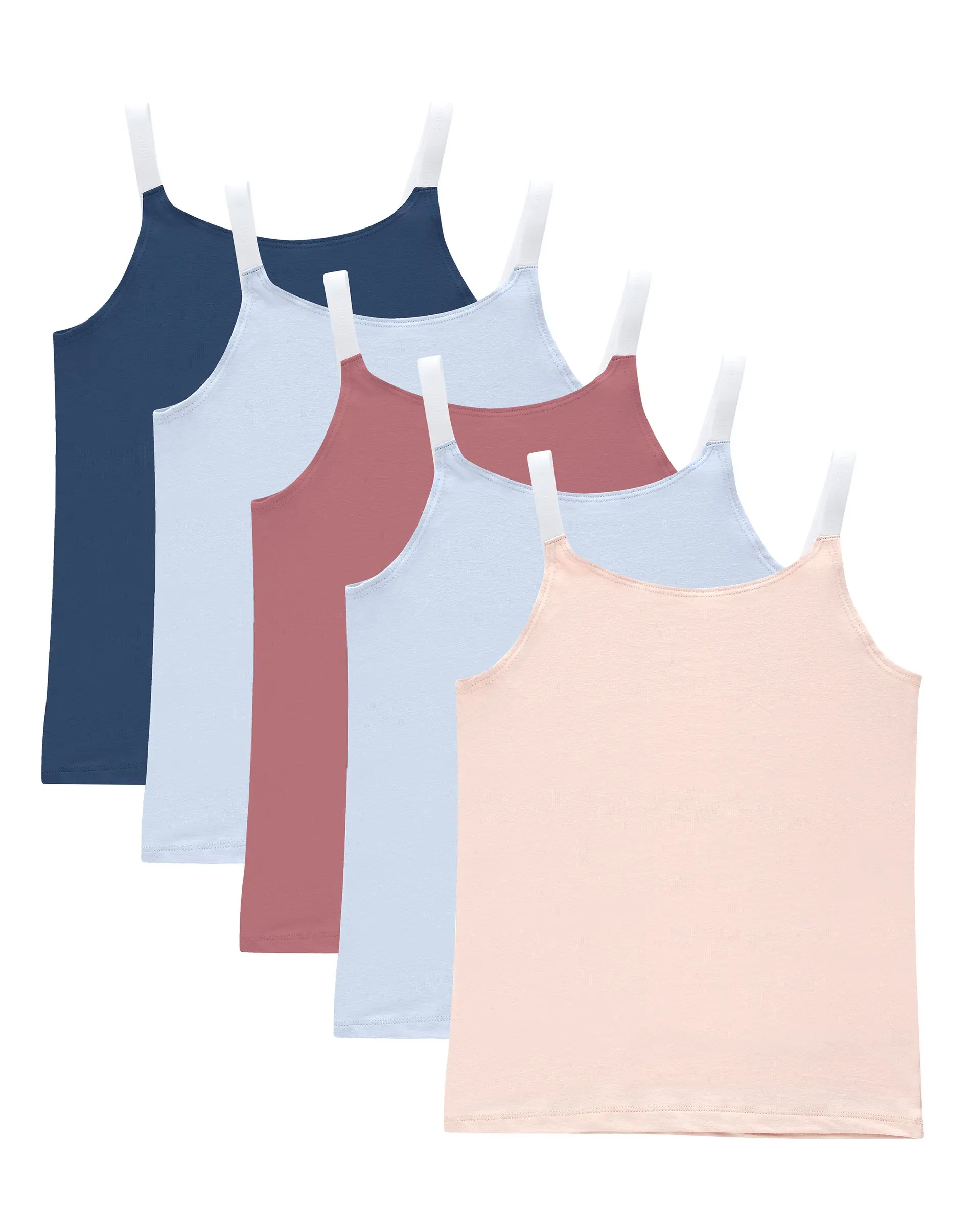 Hanes Originals Girls' Cami, 5-Pack, Cotton-Stretch Tank Top, Moisture-Wicking, Assorted S