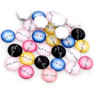 New Fashion 50pcs 8mm 10mm 12mm Mixed Color Eyelashes Handmade Po Glass Cabochons Dome for DIY Jewelry Making Supplies