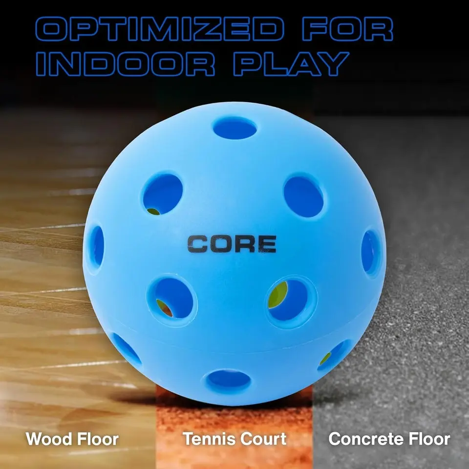 CORE Impact Pickleballs – Seamless Durable Indoor 40-Hole Balls, 3-Pack