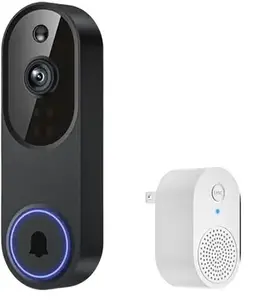 1080p Smart Wi-Fi Doorbell Camera with Doorbell Receiver, AI Motion Detection, Night Vision, Cloud Storage, 2 Way Audio, Battery Powered, 2.4GHz Wi-Fi Only
