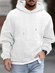 men's solid textured drawstring longsleeves hoodie, casual cozy loose drop shoulder long sleeve hooded sweatshirt for fall & winter, hoodies for men, men's aesthetic clothes for daily wear, vintage clothing, menswear, outdoor tops